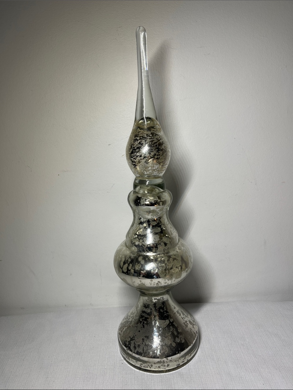 Silver Mercury Glass Finial Decorative Accent
17”